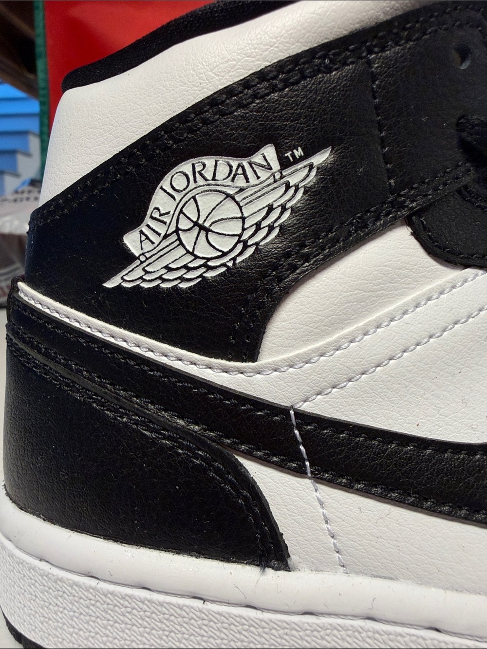 Nike Women’s Air Jordan 1 Mid Black White Sneakers - Picture 8 of 8